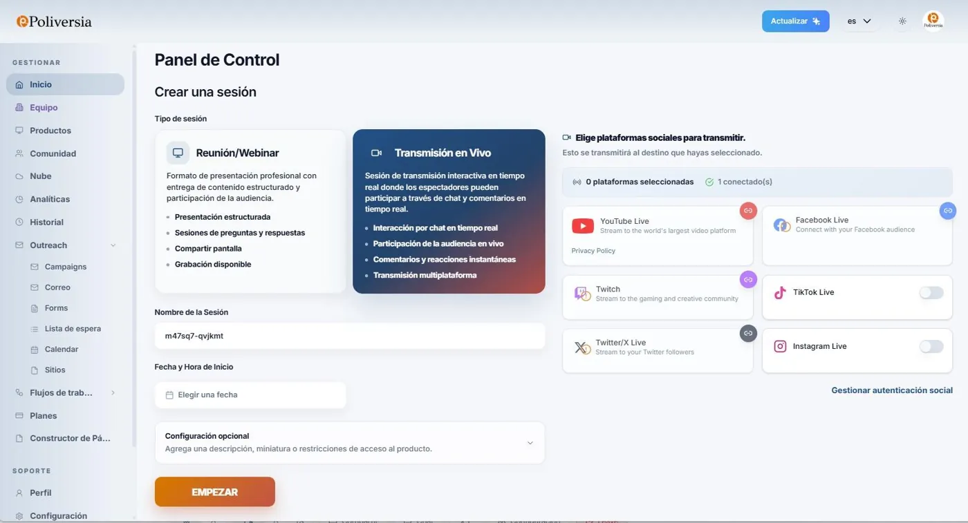 Poliversia dashboard